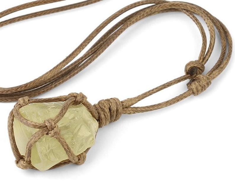 Natural Stone Rope Wrap Necklace Irregular Crystal Quartz Etsy