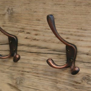 Gancio appendiabiti vittoriano in rame antico da 115 mm, stile vintage, appendiabiti da stiva, in ottone spazzolato, rustico, a 3 punte, multi-metallo