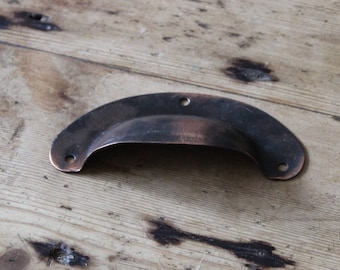 Cup Handle Antique Copper 96mm 4inch Pressed Sheet Metal Cabinet Draw Pull Vintage Style Kitchen Cupboard Hardware Rustic set