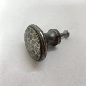 Cabinet Knob Hammered Antique Iron small round shaker 32mm cupboard pull handle circular with seam