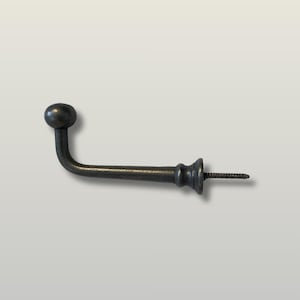 Antique Iron Ball End Hat & Coat Hook - Screw-In with long horizontal shaft for pantry hallway utility room