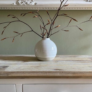small round white vase boho style bedroom decor beige clay stoneware vase bud vase ceramic side table vase mothers day gift round bud vase country style