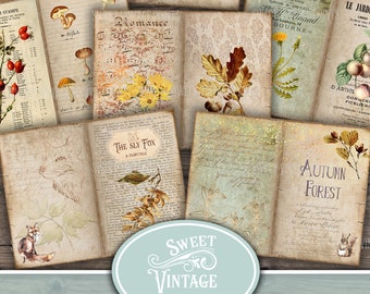 Autumn Junk Journal Pages, Fall Junk Journal Printables, Autumn Forest Printables, Fall Junk Journal Download, Autumn Fall Digital Papers