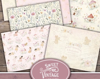 Junk Journal Summer Fairies, Fairy Digital Paper Pack, Fairies Digital Paper, Fairy Junk Journal Papers, Fairy Magic Junk Journal Printables