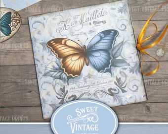 Kit folio pour journal indésirable Butterfly | Chemise imprimable vintage | Téléchargement numérique éphémères de papillons | Sweetvintageprints btf