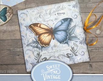 Schmetterling Junk Journal Folio Kit | Vintage druckbare Ordner | Schmetterlinge Ephemera Digitaler Download | Süße Vintageprints btf