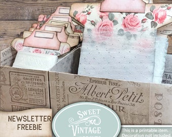 Ribbons & Lace Keeper Box Printable | Vintage Craft Organizer | DIY Box Digital Download | Newsletter FREEBIE | sweetvintageprints