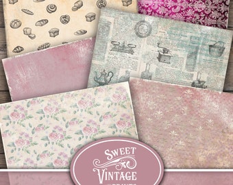 Cottage Kitchen Digital Paper Pack, Kitchen Junk Journal, Kitchen Digital Papers, Rezept Junk Journal Papiere, Kitchen Junk Journal Printable