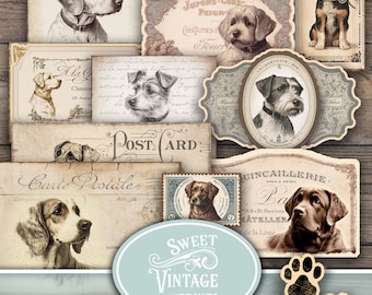 Dog Lover's Journal Ephemera Pack, Dog Junk Journal Kit, Dog Journal Ephemera, Dog Ephemera, Vintage dog journal ephemera, dog printables