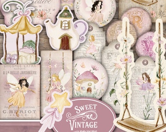 Fairy Junk Journal Ephemera Pack, Summer Fairy Ephemera Kit, Fairy Printable Ephemera, Fairy digital download, Sweetvintageprints, smf