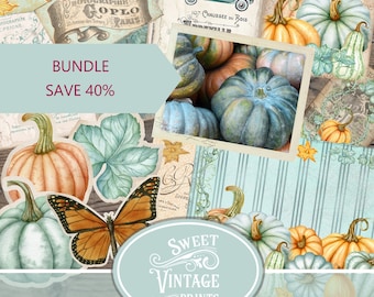 Autumn Pumpkins Junk Journal BUNDLE, Autumn Junk Journal,  Fall Junk Journal, Vintage Pumpkin Fall Papers, Autumn Ephemera, Autumn Printable