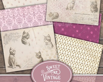 Cat Junk Journal printable papers, Cat Lover's Journal, Cat Digital Paper, Cat Junk Journal Paper, Cat digital Junk Journal, Cat Pet Journal