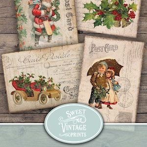 Nostalgische Weihnachtspostkarten, Vintage Weihnachten Junk Journal Ephemera, Retro Urlaub Postkarten Printable