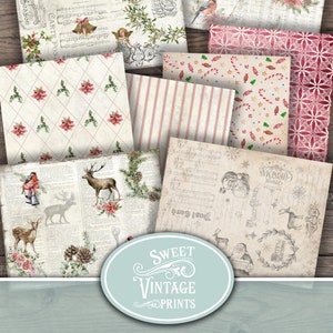 Christmas Digital Paper Pack, Vintage Christmas Printables, Christmas Junk Journal Papers, Christmas Journal Download, Christmas Scrapbook