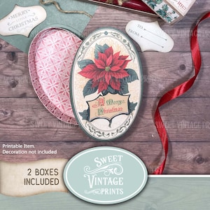 Printable DIY Christmas Gift Boxes, Poinsettia Digital Gift Cases, Holiday Gift Box Set, Christmas Gift Wrapping Kit, Box digital download