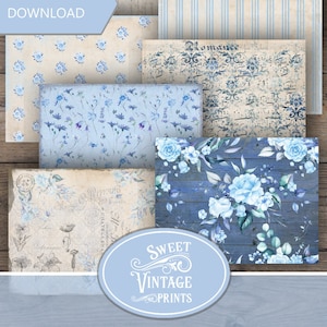 Französischer Blauer Garten Junk Journal | Blau Digitales Papier | Blau Printable Papers | Garten Digitaler Download PDF | Süße vintageprints | fbg
