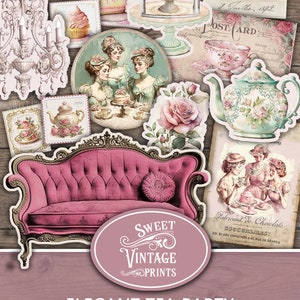 Junk Journal Tea Party Ephemera Kit, Elegant Tea Party Ephemera Pack, Tea Journal Ephemera, Tea Ephemera, Tea junk journal, tea printables