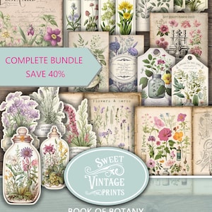 Wildflowers & Herbs Junk Journal Kit, Wildflower Junk Journal BUNDLE, Book of Botany Wildflower Herbs Junk Journal, Wildflower Ephemera, wfh