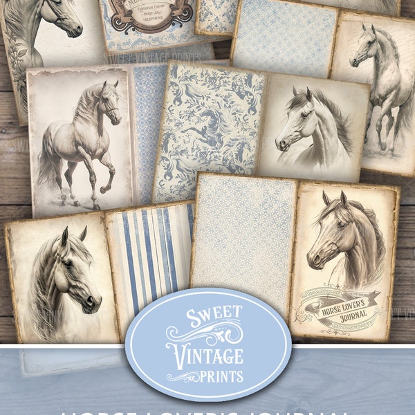 Horse Lover's Journal, Horse Junk Journal Pages, The Horse Lovers Journal, Vintage Horse Printables, Horse Breeds Junk Journal Papers
