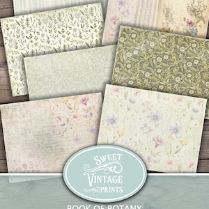 Wildflower & Herbs Junk Journal Papers, afdrukbaar dagboek wilde bloemen, boek van plantkunde Wildflower digitaal papier, botanische printables, wfh