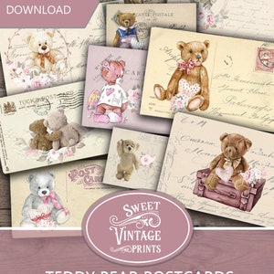 cartes postales vintage ours en peluche, journal indésirable ours en peluche, articles éphémères ours en peluche, carte ours en peluche, papier ours en peluche, numériques imprimables ours en peluche
