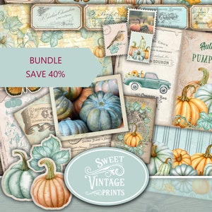 Autumn Pumpkins Junk Journal BUNDLE, Autumn Junk Journal,  Fall Junk Journal, Vintage Pumpkin Fall Papers, Autumn Ephemera, Autumn Printable