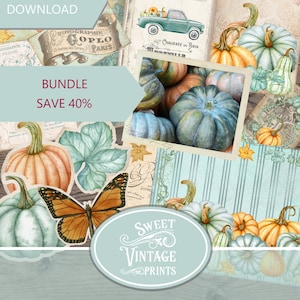 Autumn Pumpkins Junk Journal BUNDLE, Autumn Junk Journal,  Fall Junk Journal, Vintage Pumpkin Fall Papers, Autumn Ephemera, Autumn Printable