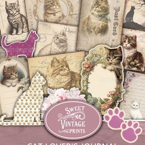 Kit d'éphémères de journal indésirable pour les amoureux des chats, pack d'éphémères de chat, éphémères de journal d'ordure de chat, éphémères de journal de kitty, imprimables de chat, numériques de chaton