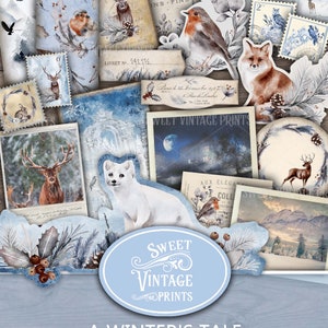Pacchetto di effimeri "A Winter's Tale", diario di cianfrusaglie invernali, effimeri invernali, carte magiche sulla neve invernale, effimeri delle fate invernali, stampabili sulla neve invernale