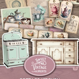 Cottage kortstondige keuken, kortstondig keukenafval, vintage keuken kortstondig, kortstondige cottage keuken, kortstondig receptenboek, printables keuken