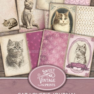 Journal des amoureux des chats, pages de journal indésirables pour les chats, le journal des amoureux des chats, journal Kitty, imprimables chat vintage, papiers de journal pour animaux indésirables races de chats