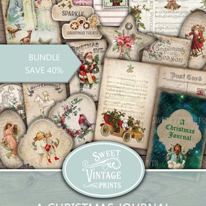 Nostalgic Christmas Junk Journal Kit, Printable Christmas Ephemera Digital Download, Vintage Christmas Scrapbooking Downloadable