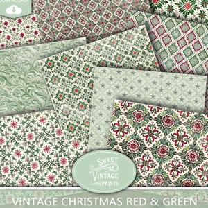 Christmas Junk Journal Papers / Pacchetto di carta digitale di Natale rosso verde / Download digitale di stampe natalizie / Sweetvintageprints crg