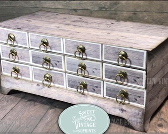 Printable Chest of Drawers | Vintage Drawer Box DIY | Papercraft Digital Download |  sweetvintageprints
