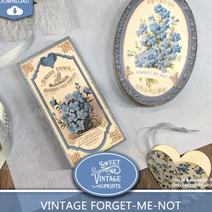 Coffret imprimable Myosotis | Coffret cadeau DIY | Boîte vintage fleurie éphémère | Téléchargement numérique de la boîte en papier | sweetvintageprints | fmn