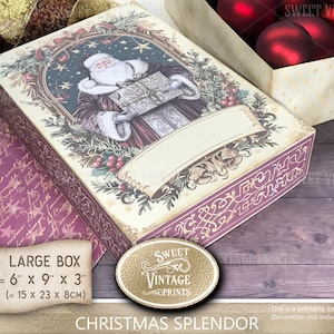 Christmas Gift Box Printable | DIY Gift Wrapping Case | Holiday Box Digital Download |  Vintage Christmas Paperbox | sweetvintageprints csp