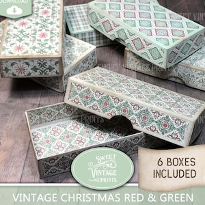 Druckbare Weihnachtsgeschenkboxen | DIY Urlaub Bastelset | Kleine Geschenkverpackung | Paper Box Set Digitaler Download | SüßeVintagePrints crg