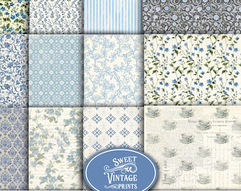Vintage Forget-Me-Not Junk Journal Papers | Blue Florals Digital Paper Pack | Garden Printables Digital Download | Sweetvintageprints | fmn