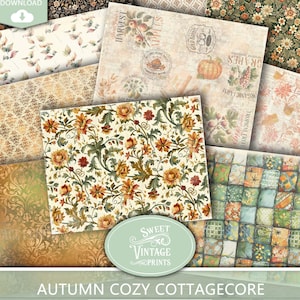 Autumn Junk Journal Papers | Cottagecore Digital Paper Pack | Fall Printable Paper Digital Download | Sweetvintageprints | acc
