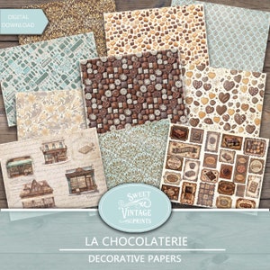Schokolade Junk Journal Papiere | Druckbare Süßigkeiten Junk Journal | Chocolaterie Digitaler Download | Vintage Chocolates PDF zum Herunterladen chl