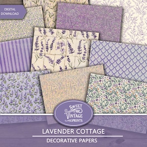 Carta da giornale Lavender Junk / Pacchetto di carta digitale viola / Carta stampabile Lavanda Digital Download / Sweetvintageprints / lvd