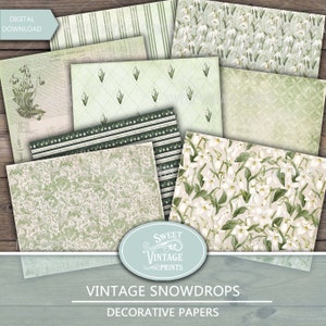 Snowdrops Junk Journal, Printable Spring Junk Journal, Snowdrop Digital Paper, Vintage Flowers Downloadable, Sweetvintageprints, sdr