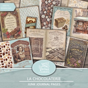 Schokolade Junk Journal Seiten | Süßigkeiten Printables | Vintage Schokolade Digitaler Download | süssevintageprints chl