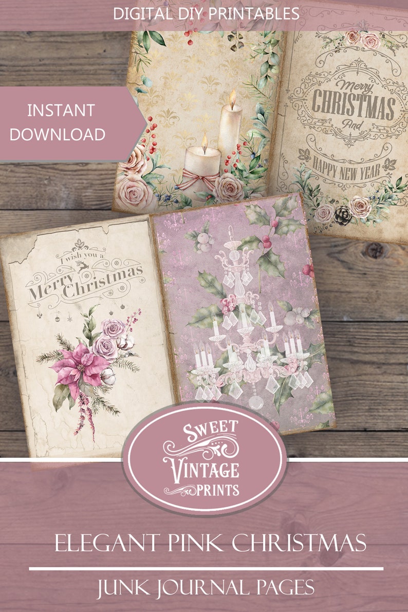 Elegant Pink Christmas Junk Journal Pages Pink Christmas Junk - Etsy