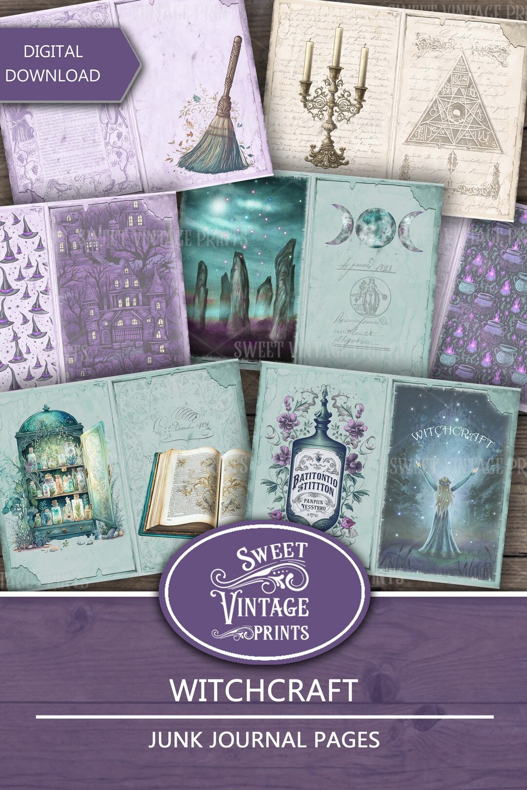 Junk Journal Pages Witchcraft, Halloween Junk Journal Pages, Witch ...