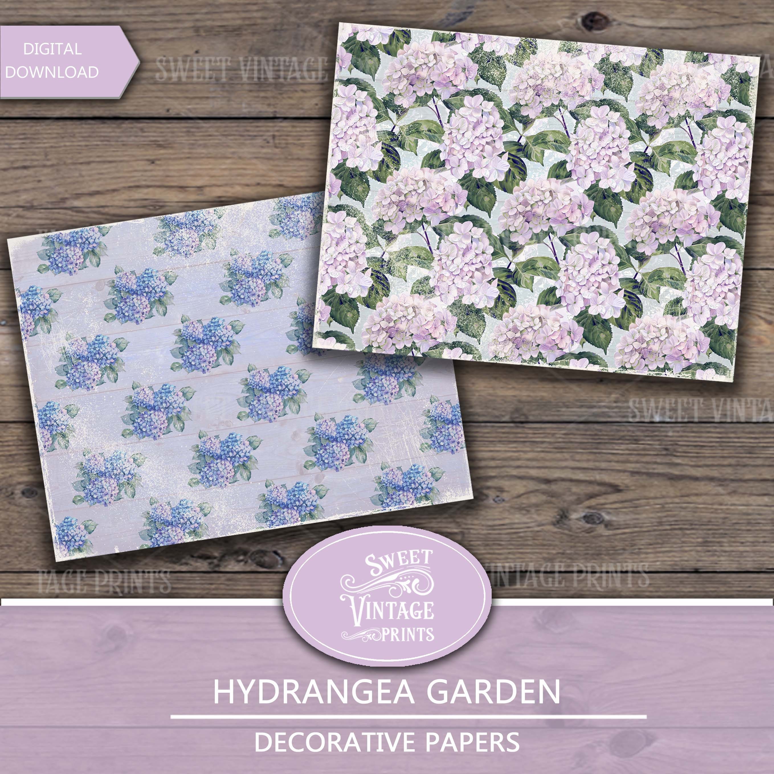 Hydrangea Junk Journal | Printable Garden Paper | Purple Digital Paper ...