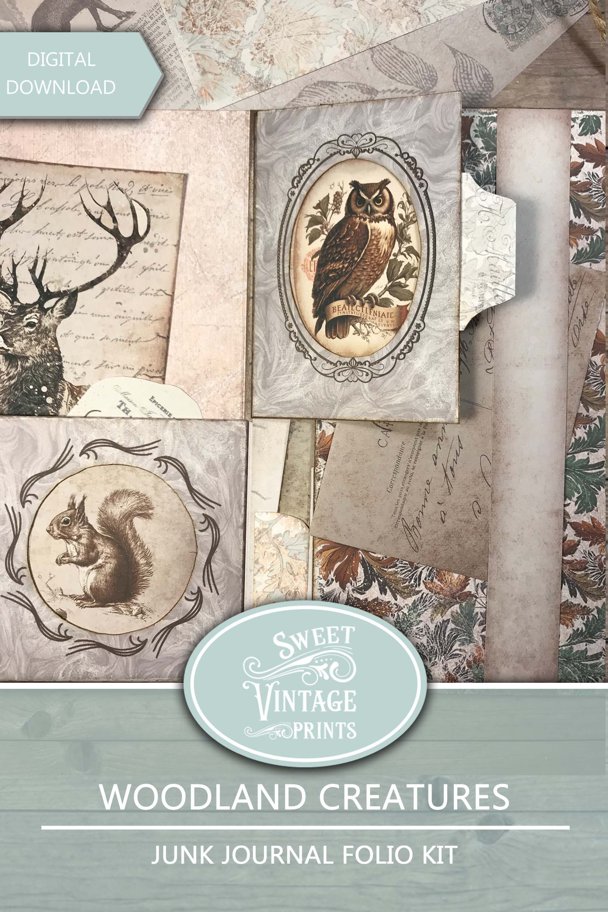 Junk Journal Folio Kit Woodland Creatures, Forest Animals Printable ...
