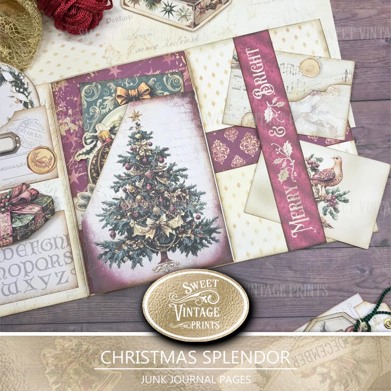Christmas Splendor Folio | Printable Holiday Ephemera | Christmas Junk ...