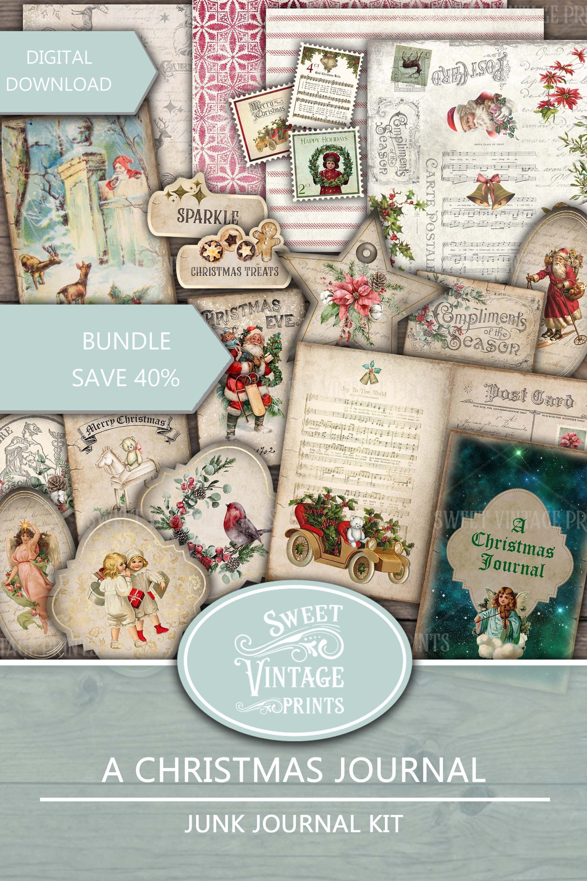Nostalgic Christmas Junk Journal Kit, Printable Christmas Ephemera ...