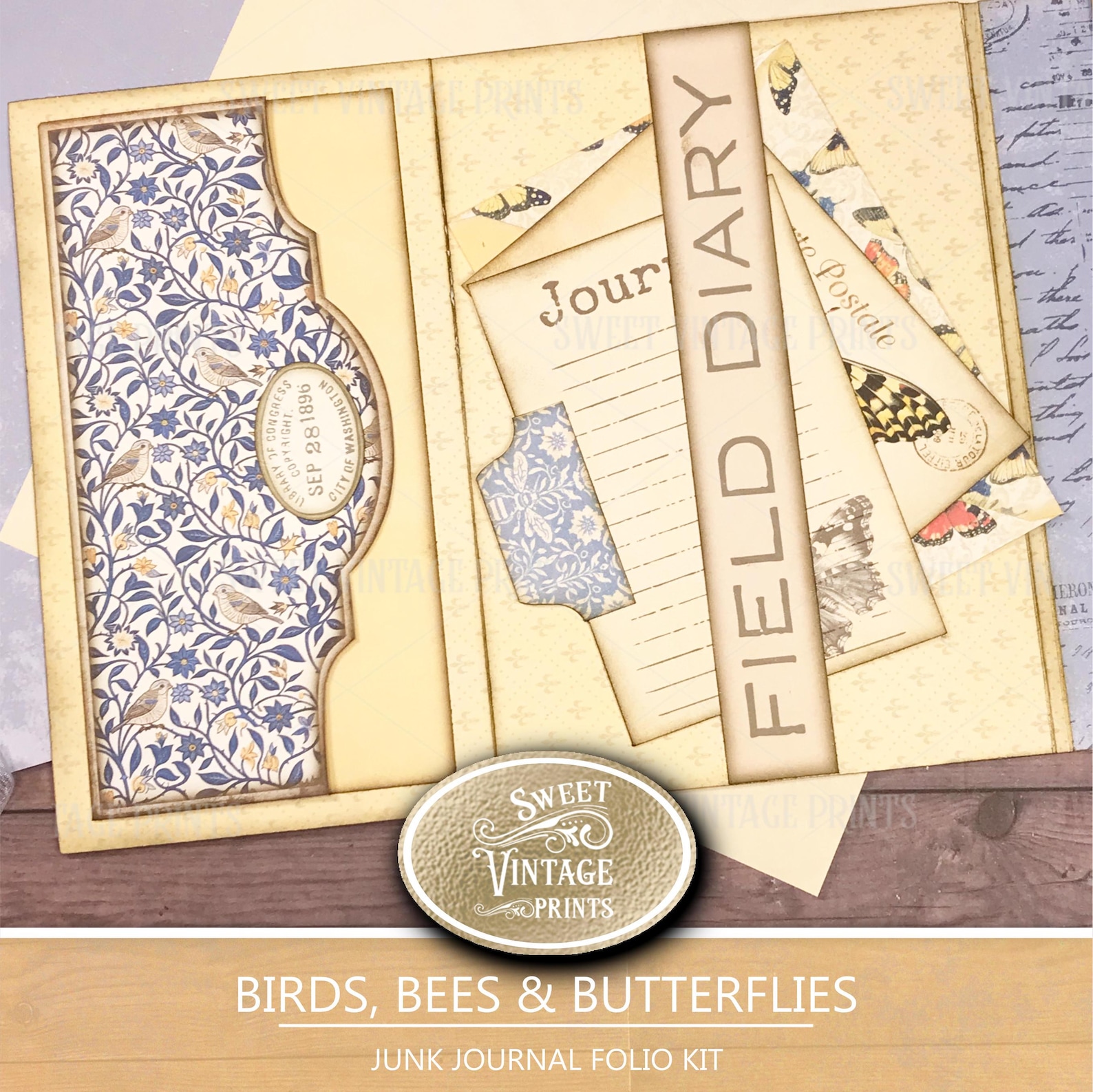 Birds, Bees & Butterflies Printable Folio Kit | Spring Junk Journal ...